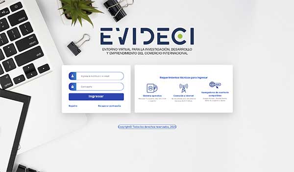 Captura de plataforma EVIDECI